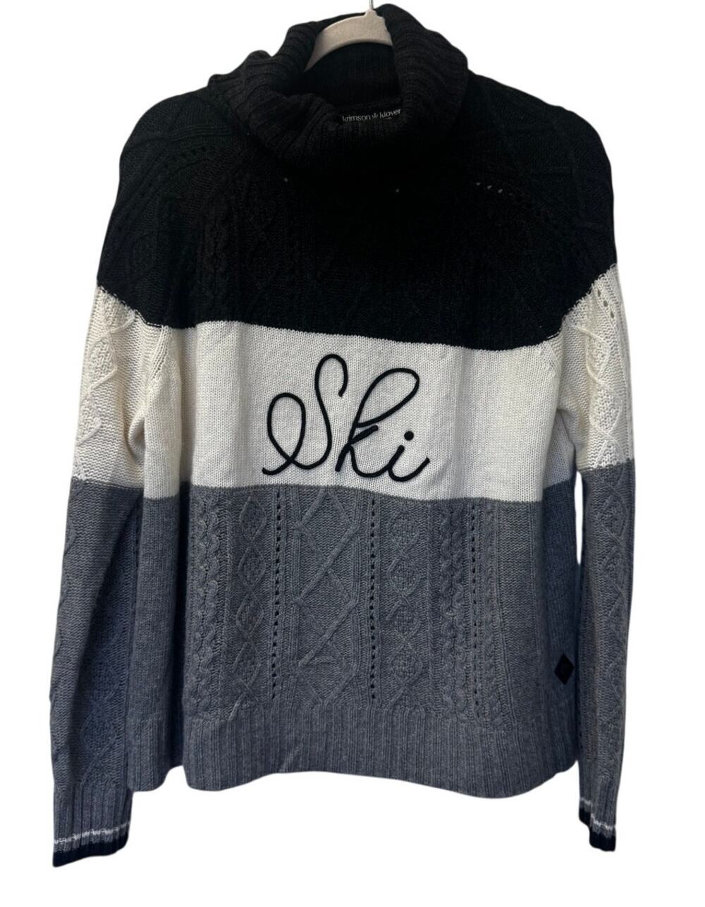 Krimson Klover Prima Turtleneck Sweater “Ski” Colorblock Merino Wool Alpaca (L)